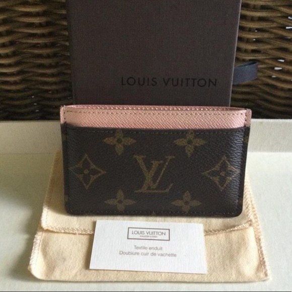 Monogram Card Holder Rose Nacre Interior Wallet - Picture 1 of 7